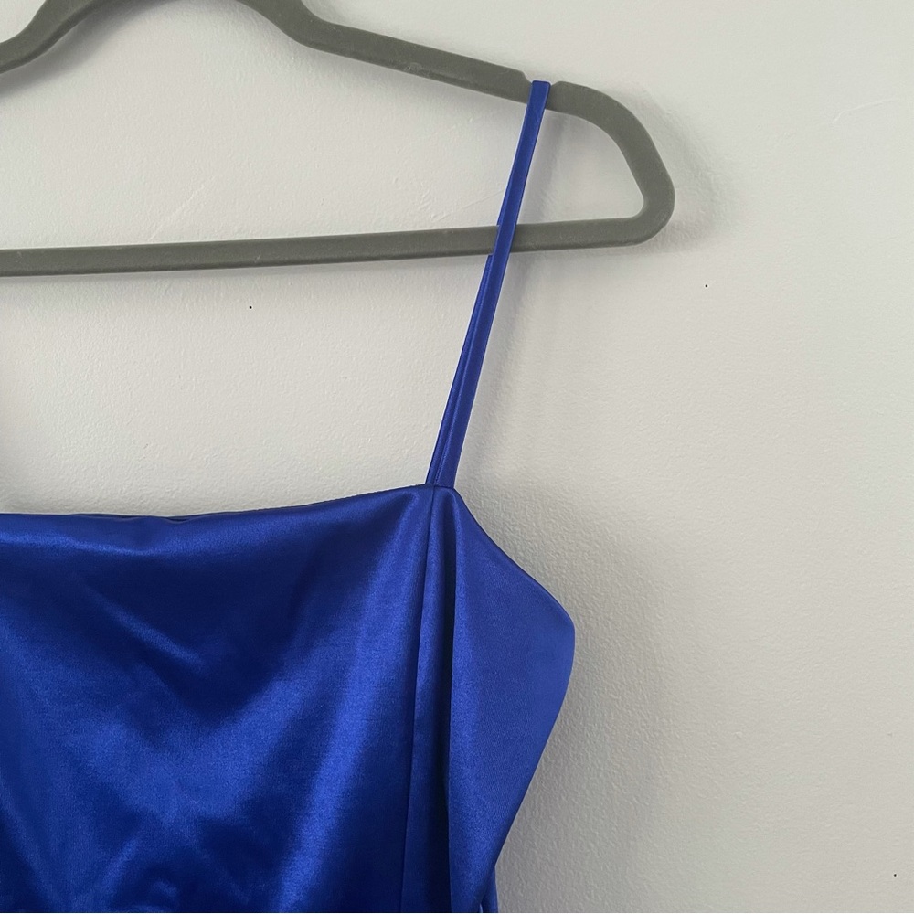 Windsor Royal Blue Wrap Around Satin Dress - Picture 4 of 9